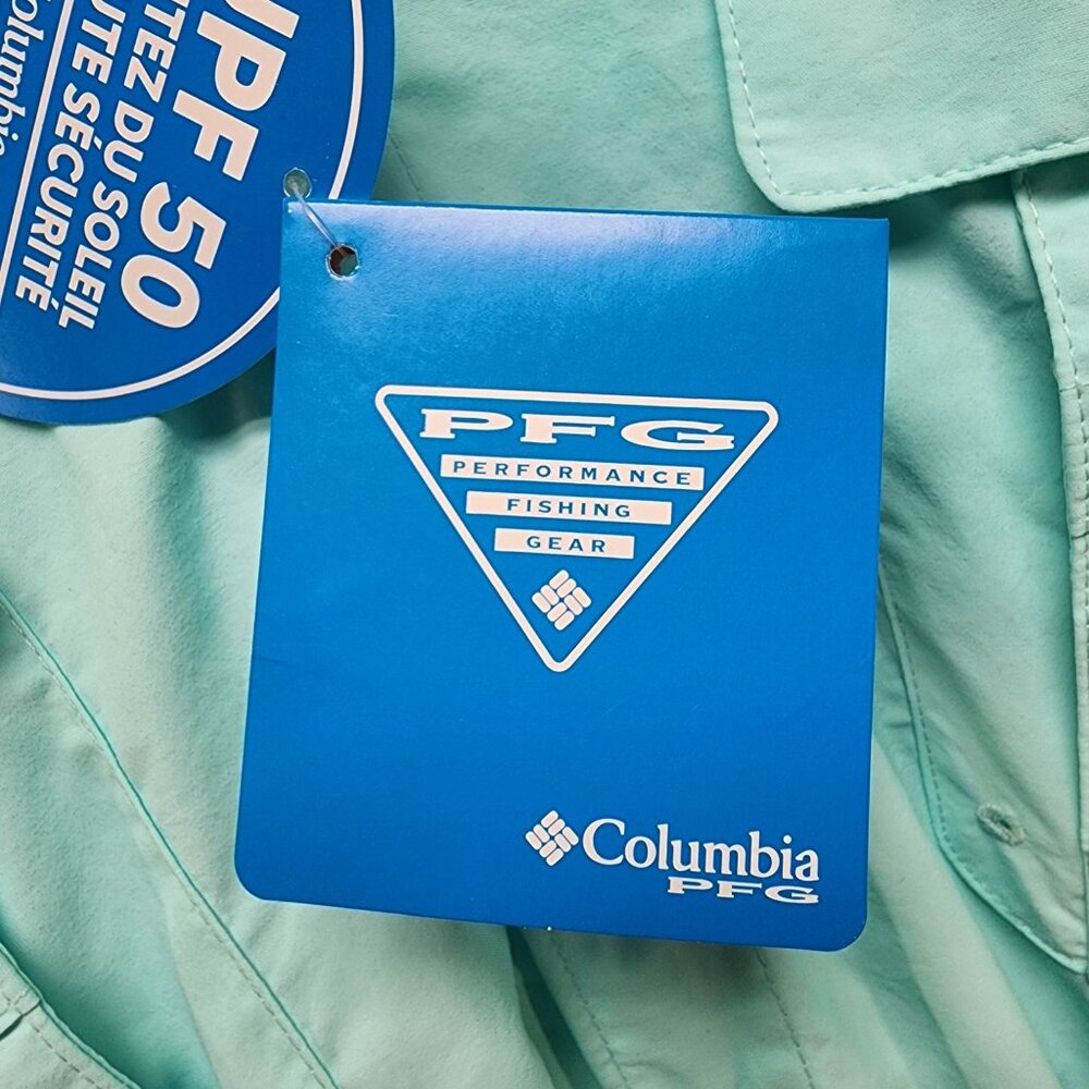 Columbia mens PFG Bahama II UPF 50 Long Sleeve Fishing Shirt Size XXL Mint Green - Picture 4 of 9